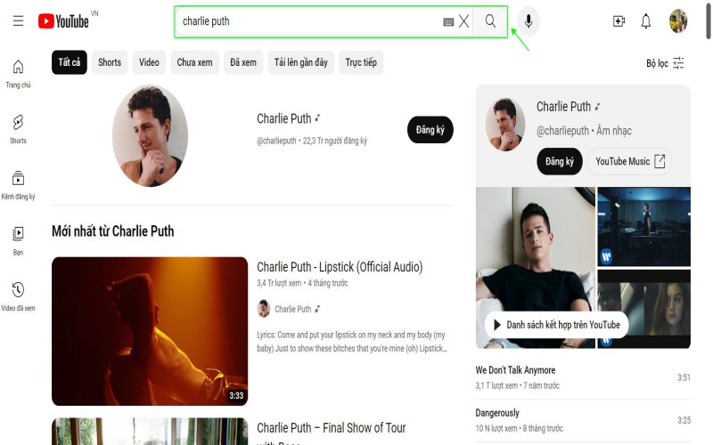 Tìm kiếm video nhạc bạn muốn xem