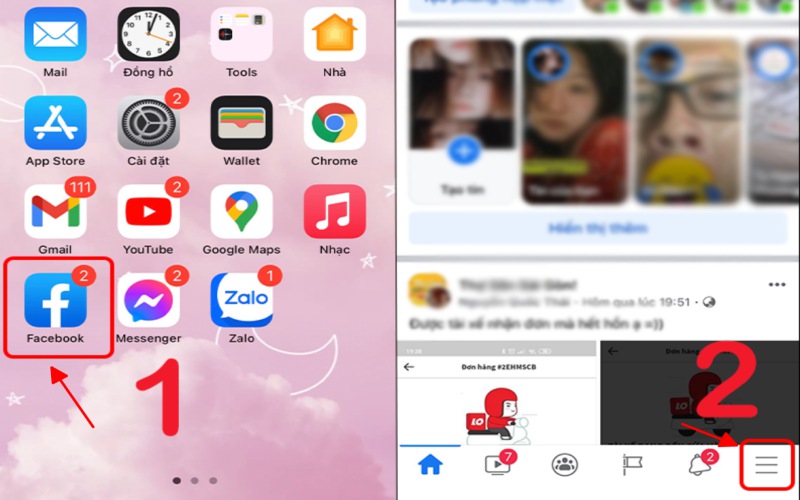 Truy cập vào ứng dụng Facebook