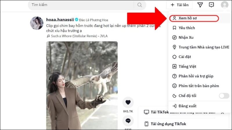 Chọn vào Xem hồ sơ ở góc trên bên phải màn hình